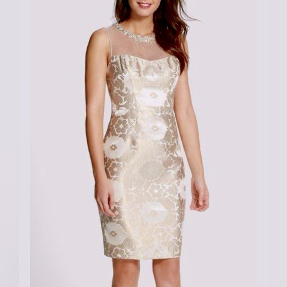 Maggy London Metallic Floral Midi Dress